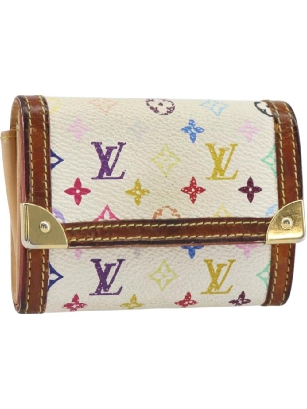 LOUIS VUITTON Multicolor Porte Monnaie Pla Coin Purse White M92657